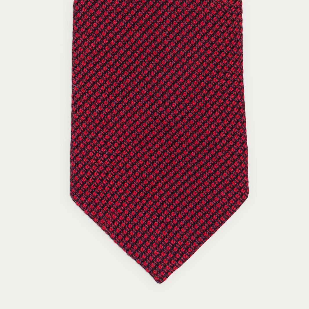 Red silk and cotton grenadine tie