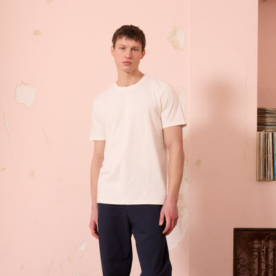 Ecru cotton and linen T-shirt