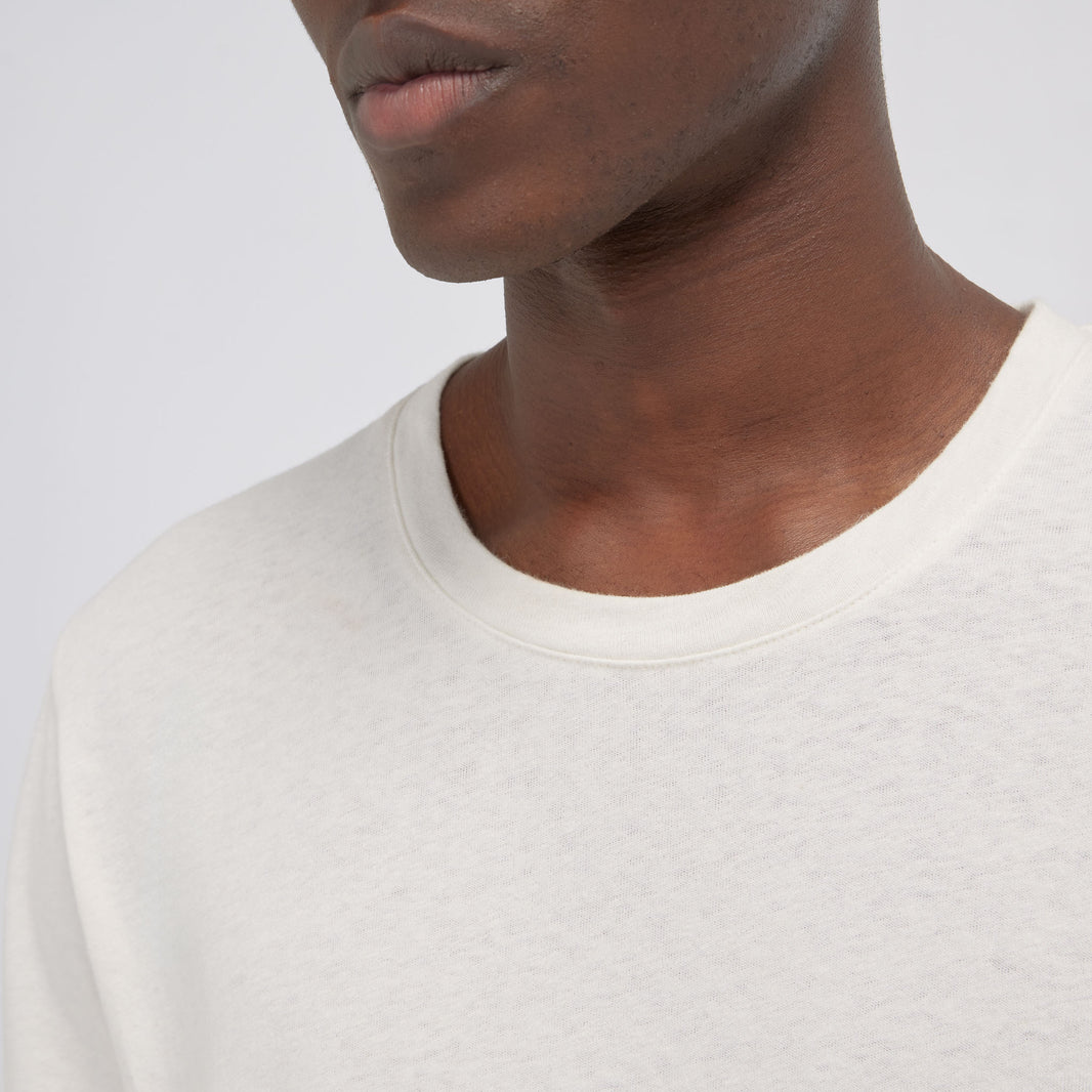 Ecru cotton and linen T-shirt