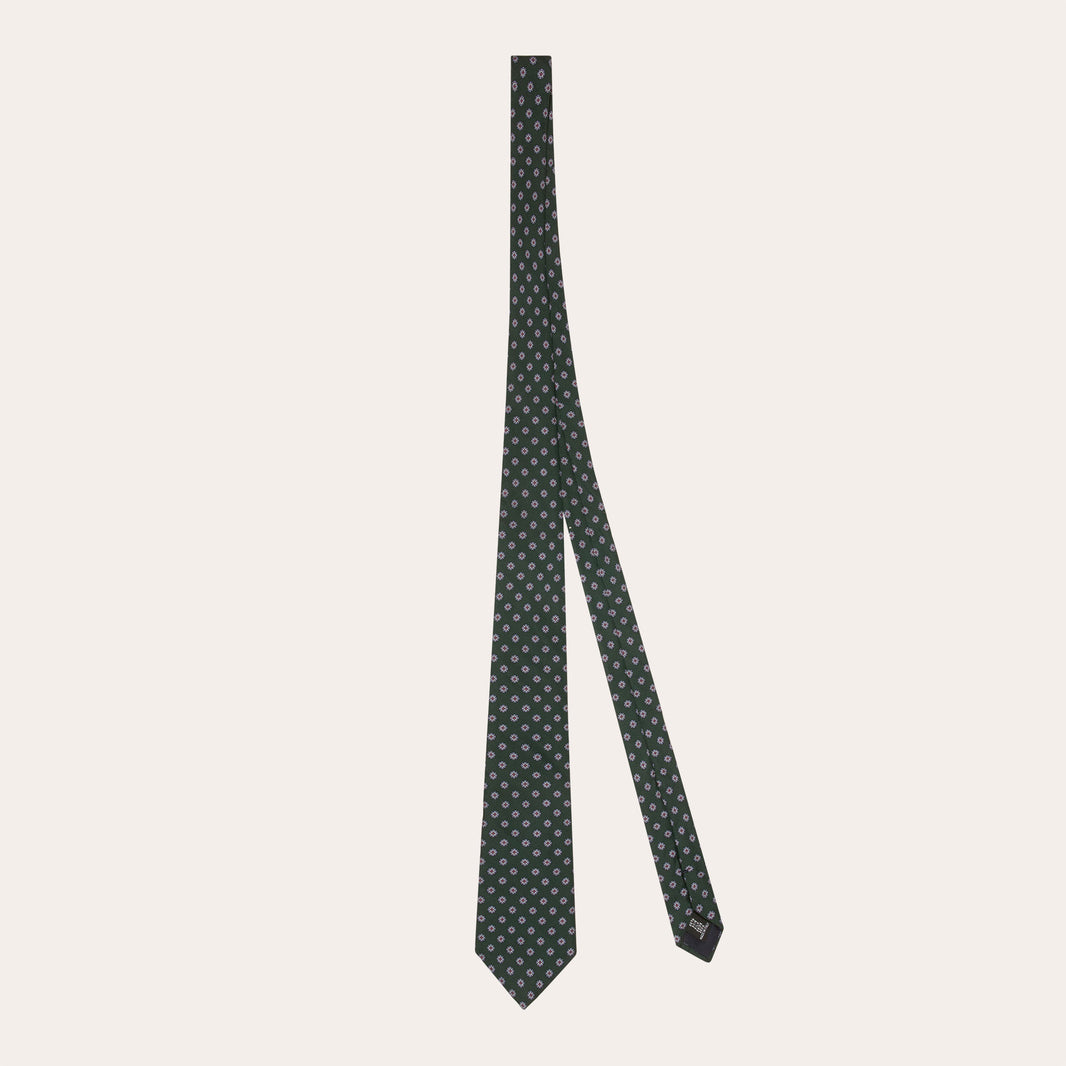 Green patterned silk tie