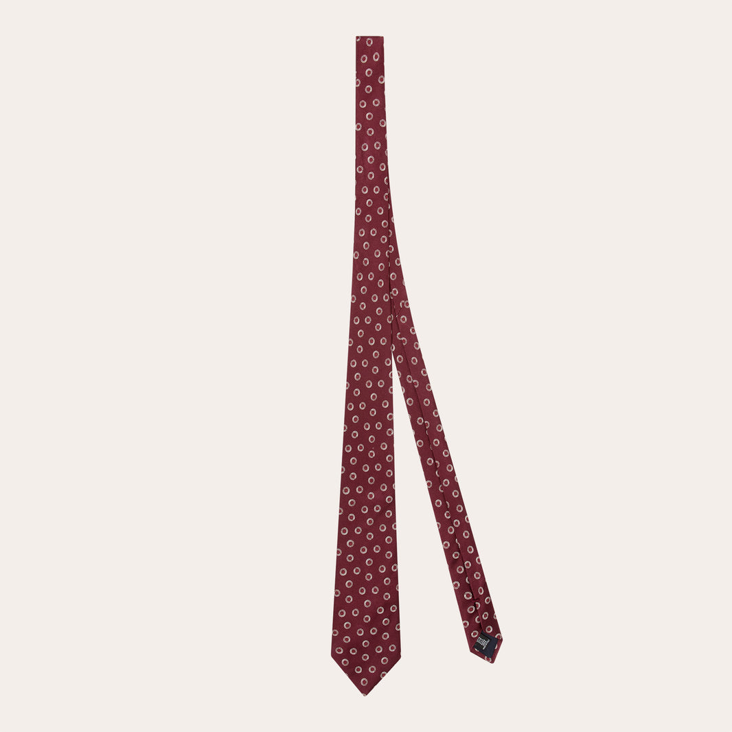 Burgundy patterned silk tie