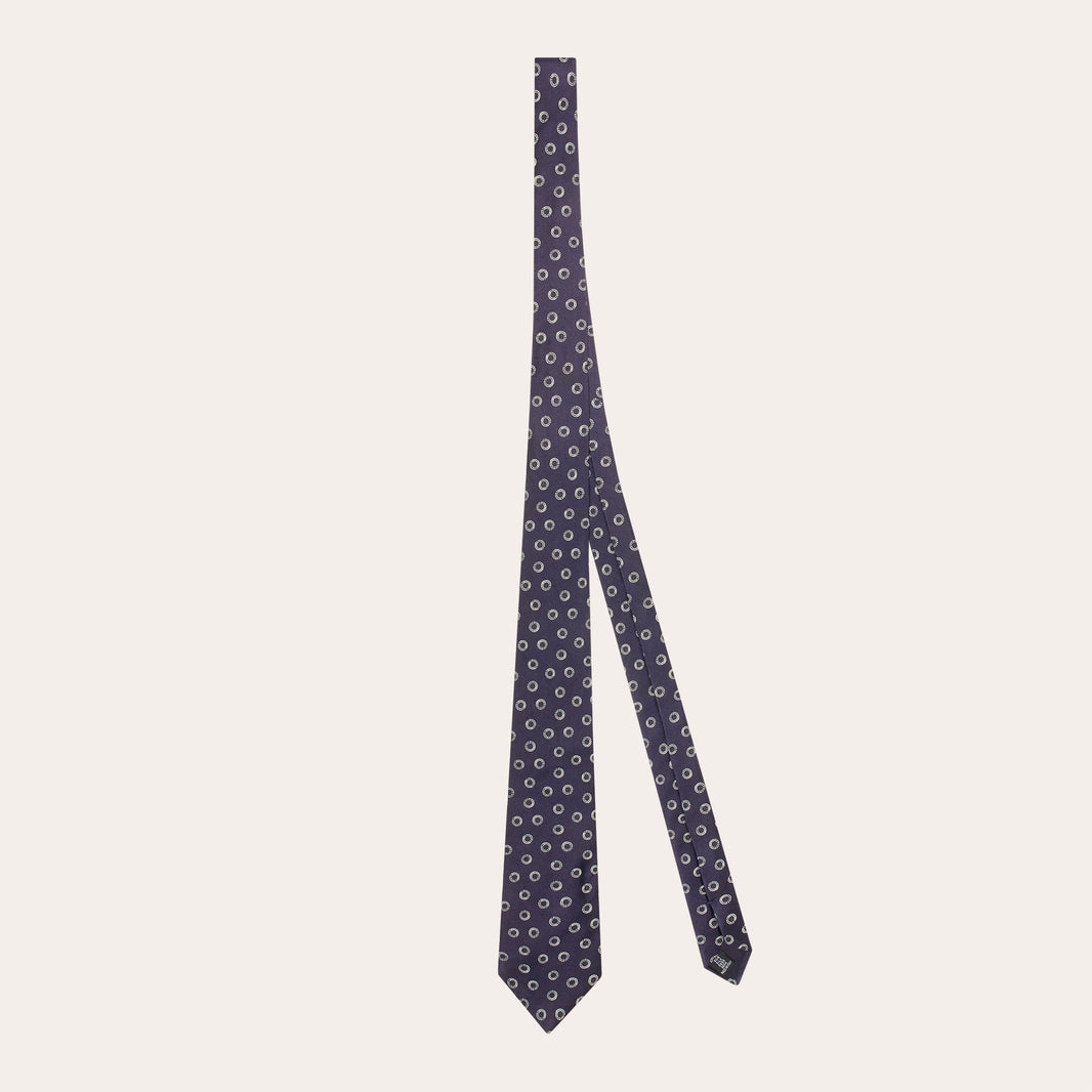 Navy patterned silk tie