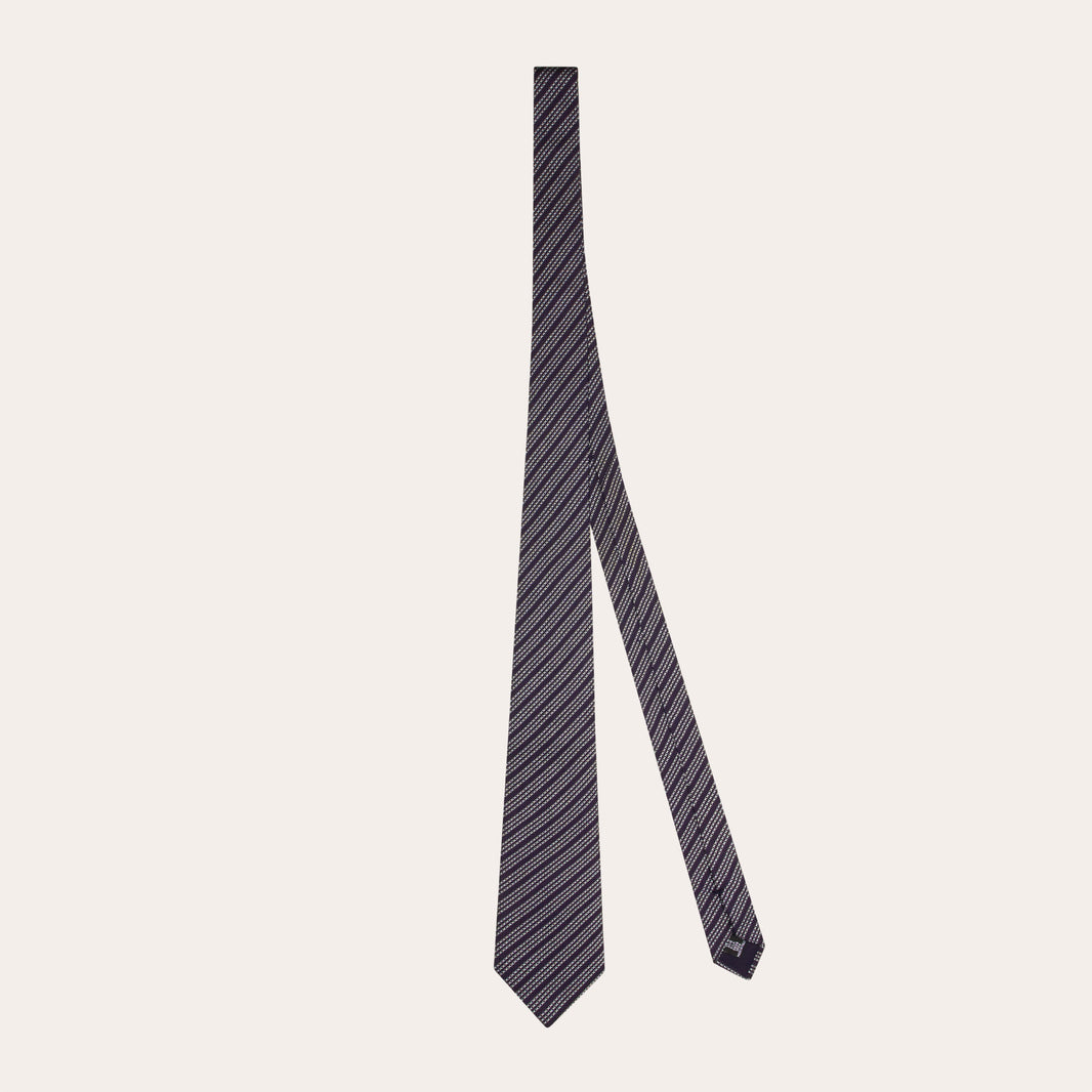 Navy striped silk tie