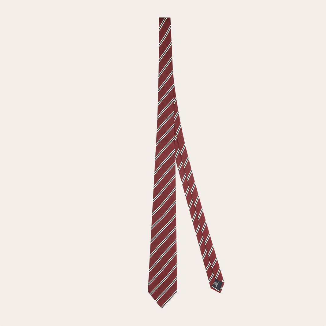 Burgundy striped silk tie