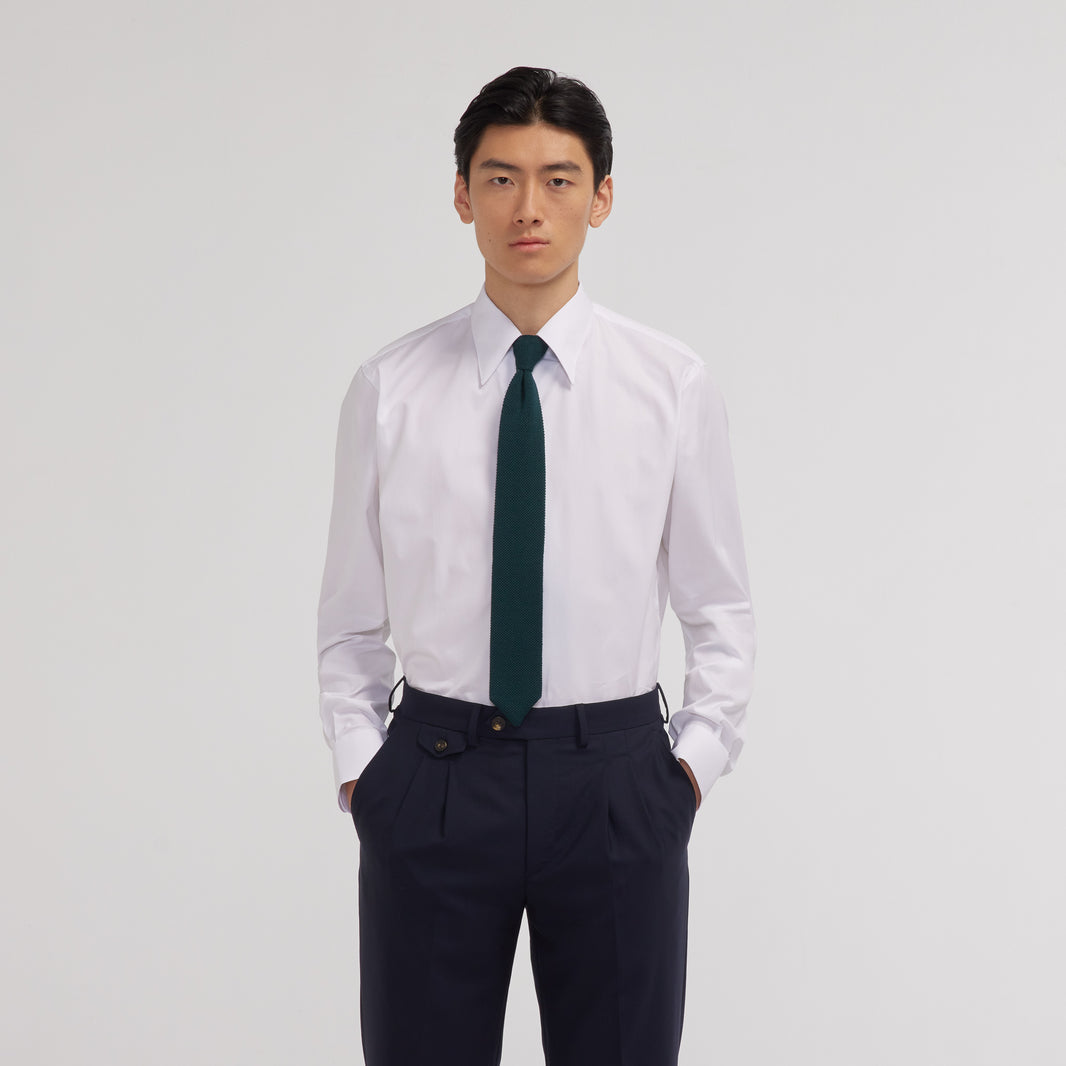 Green wool knit tie