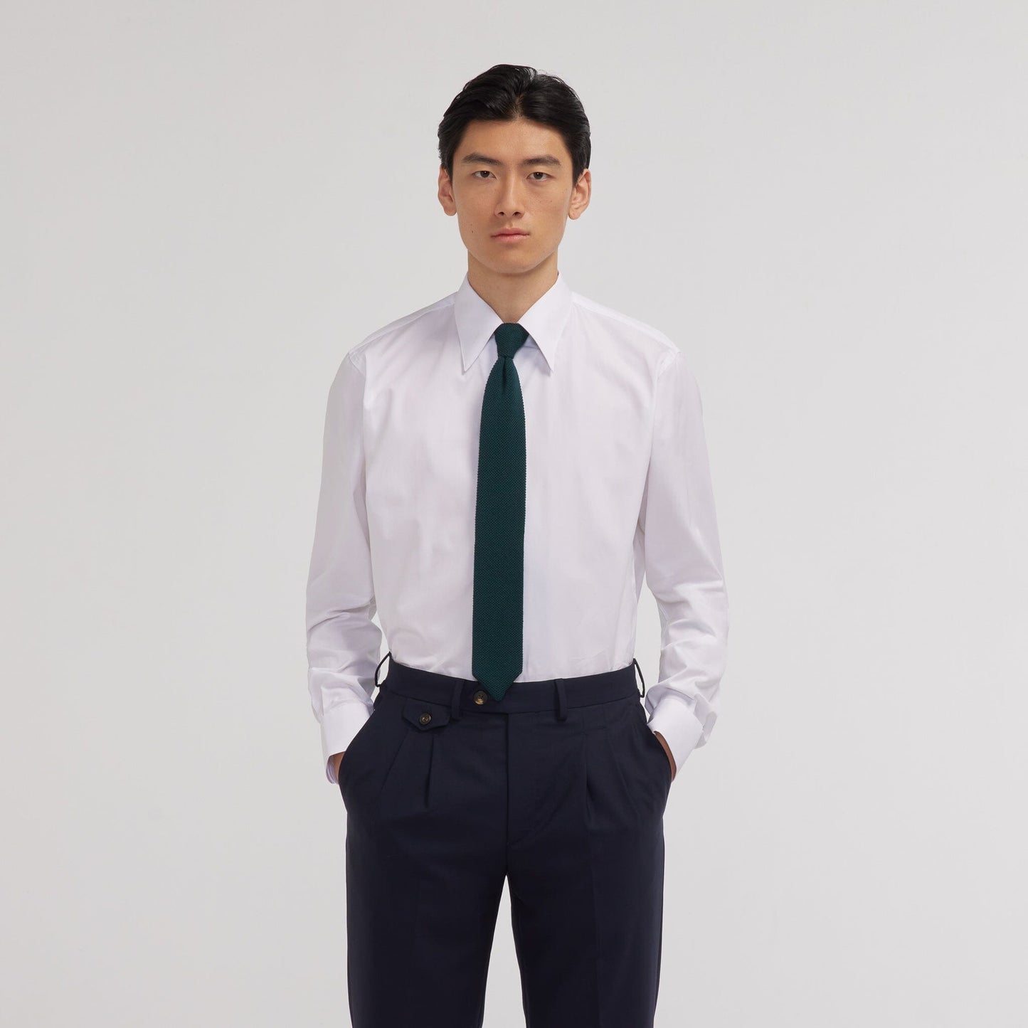 Green wool knit tie