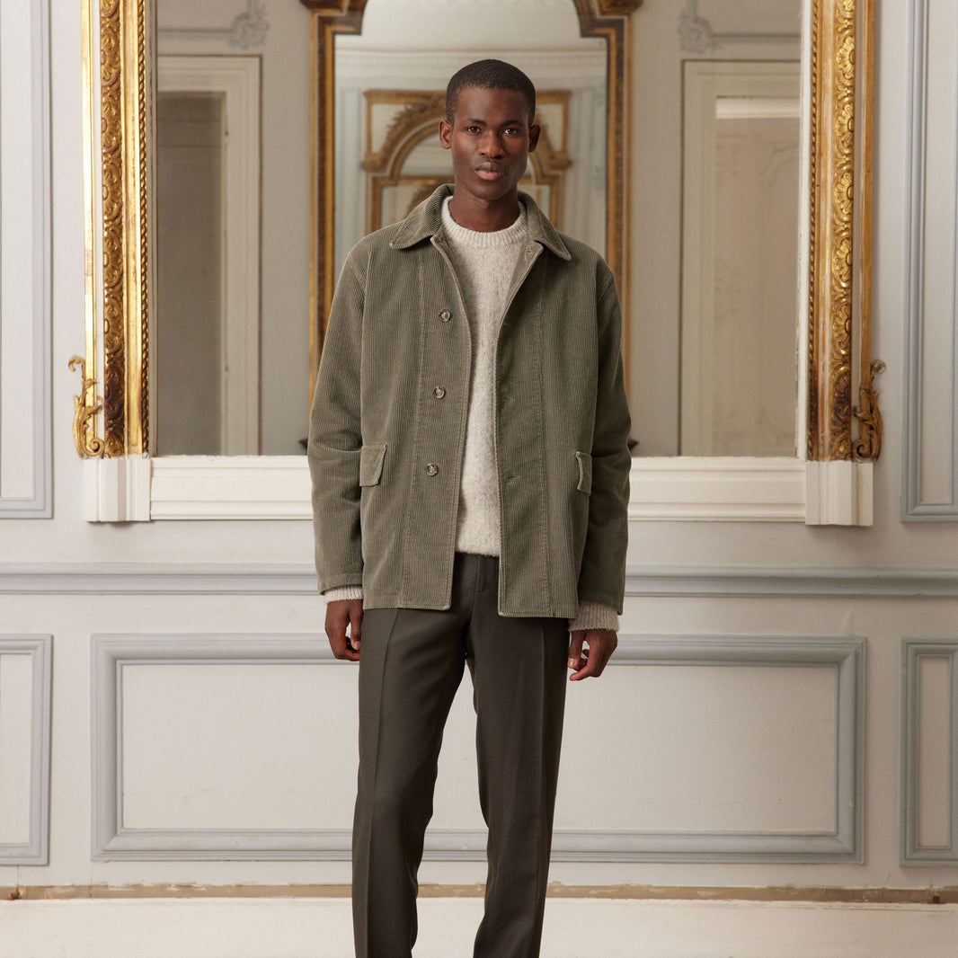 Sage Green Heavyweight Velvet Work Jacket