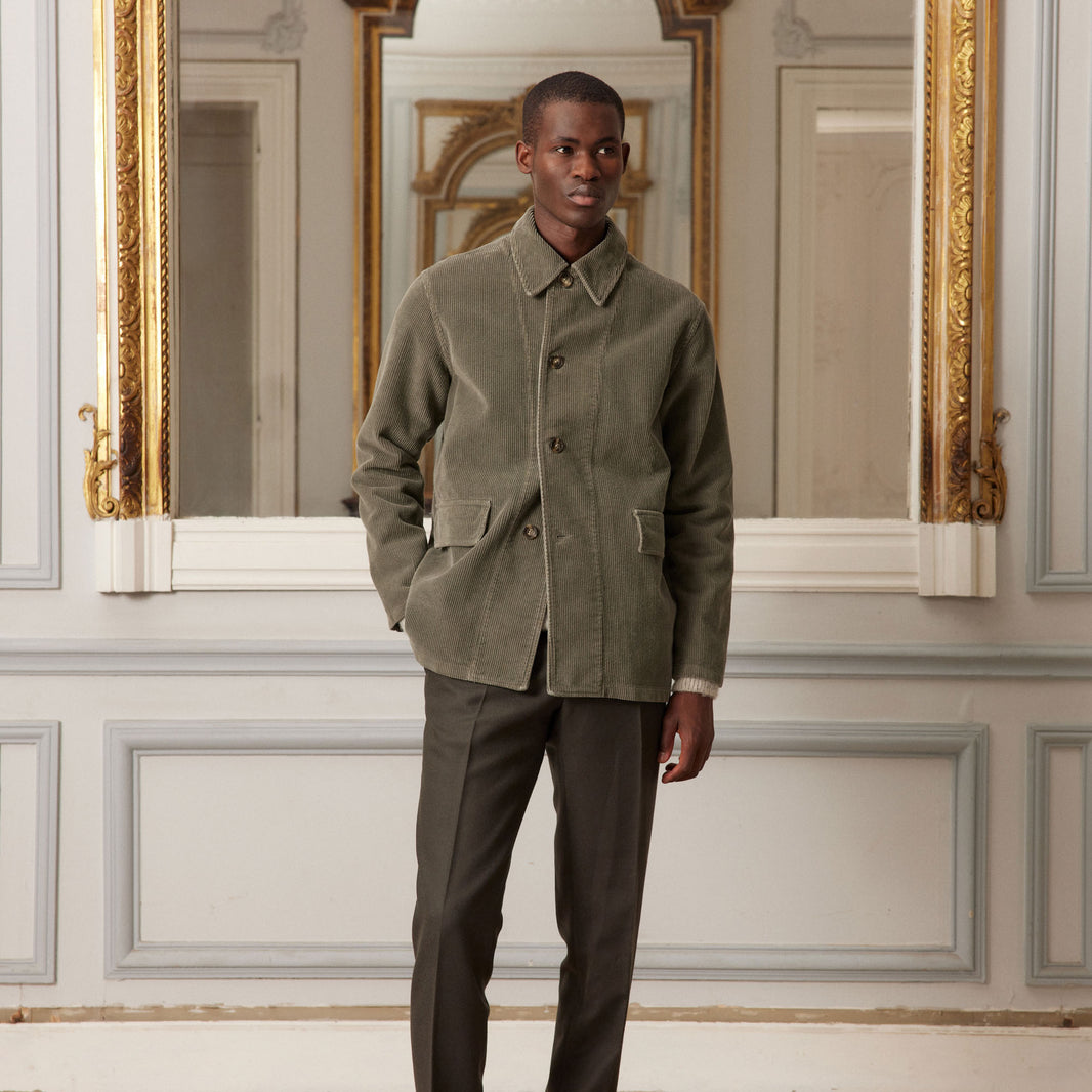 Sage Green Heavyweight Velvet Work Jacket