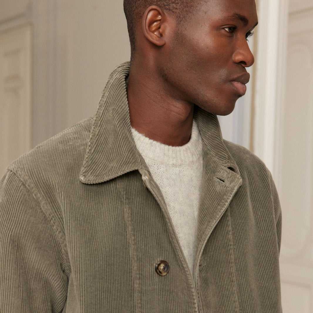 Sage green heavyweight corduroy work jacket