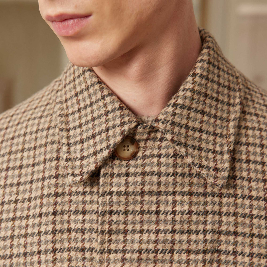 Brown houndstooth wool work jacket