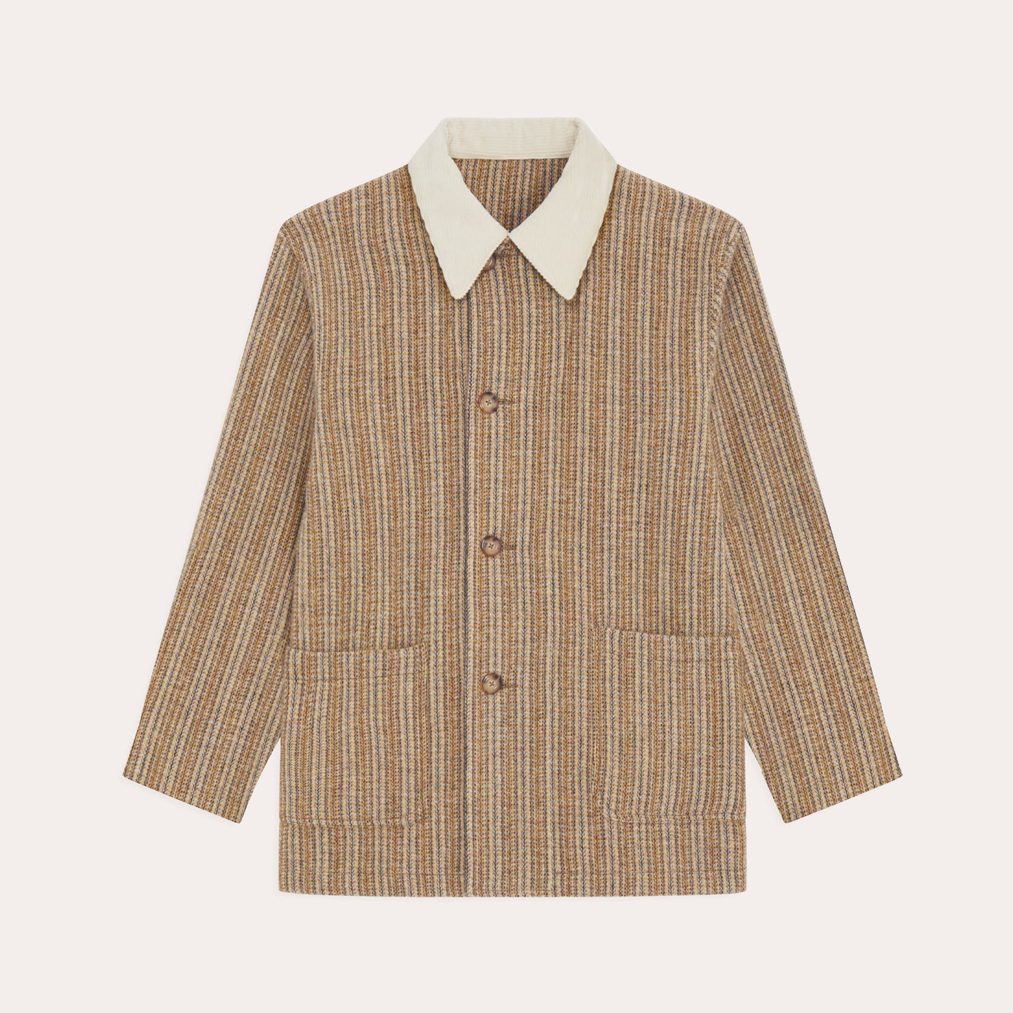 Beige patterned wool work jacket