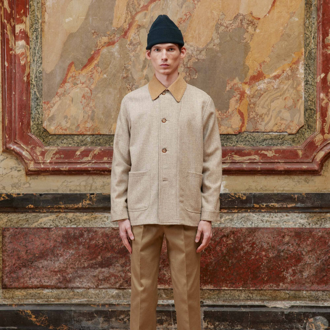 Beige wool work jacket