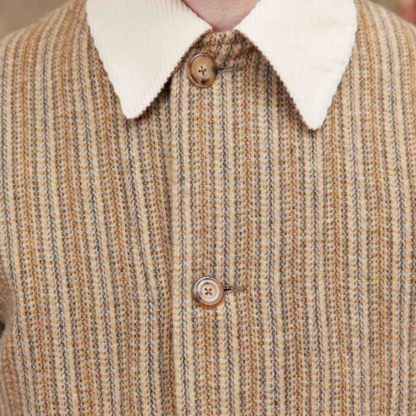 Beige patterned wool work jacket