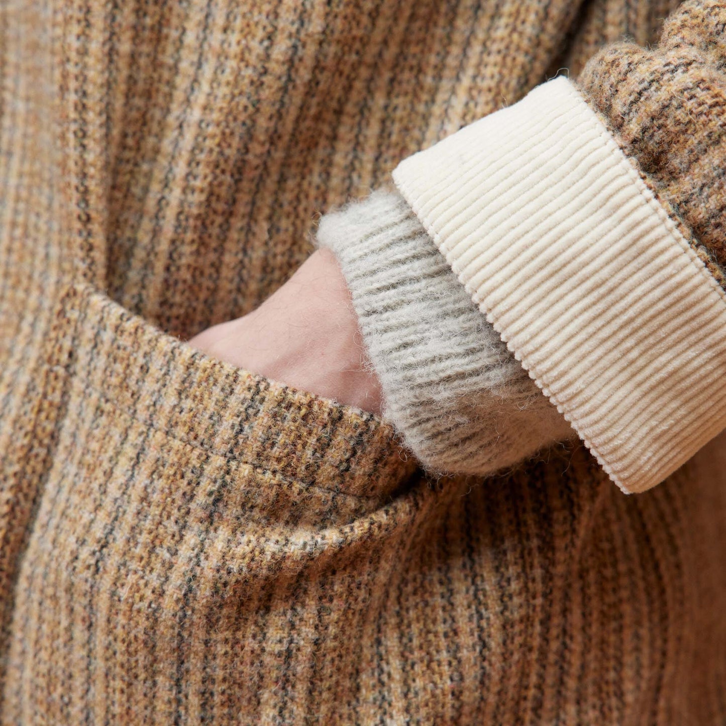 Beige patterned wool work jacket