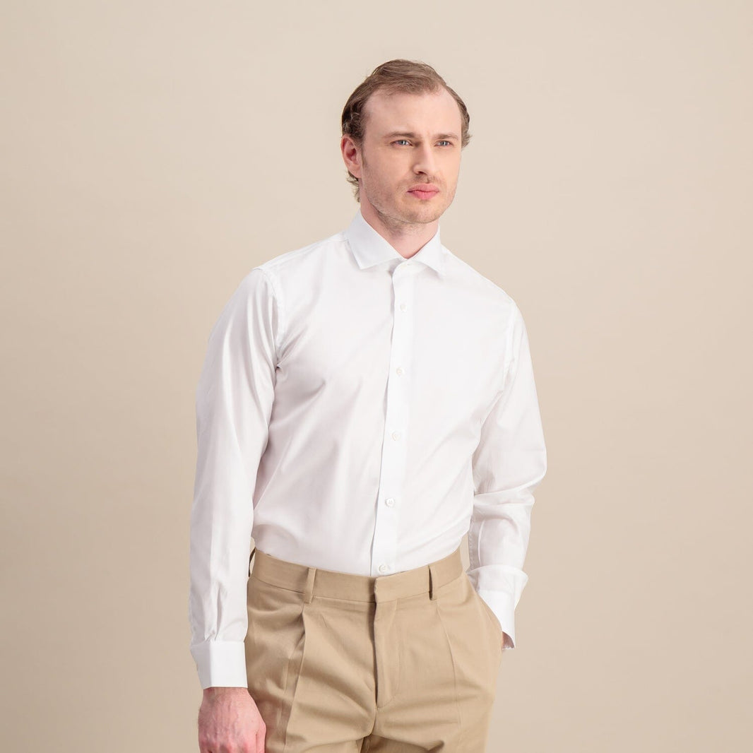 Chemise en twill blanc stretch naturel