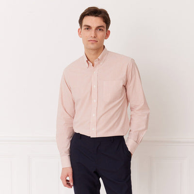 Chemise en popeline à rayures blanches et corail