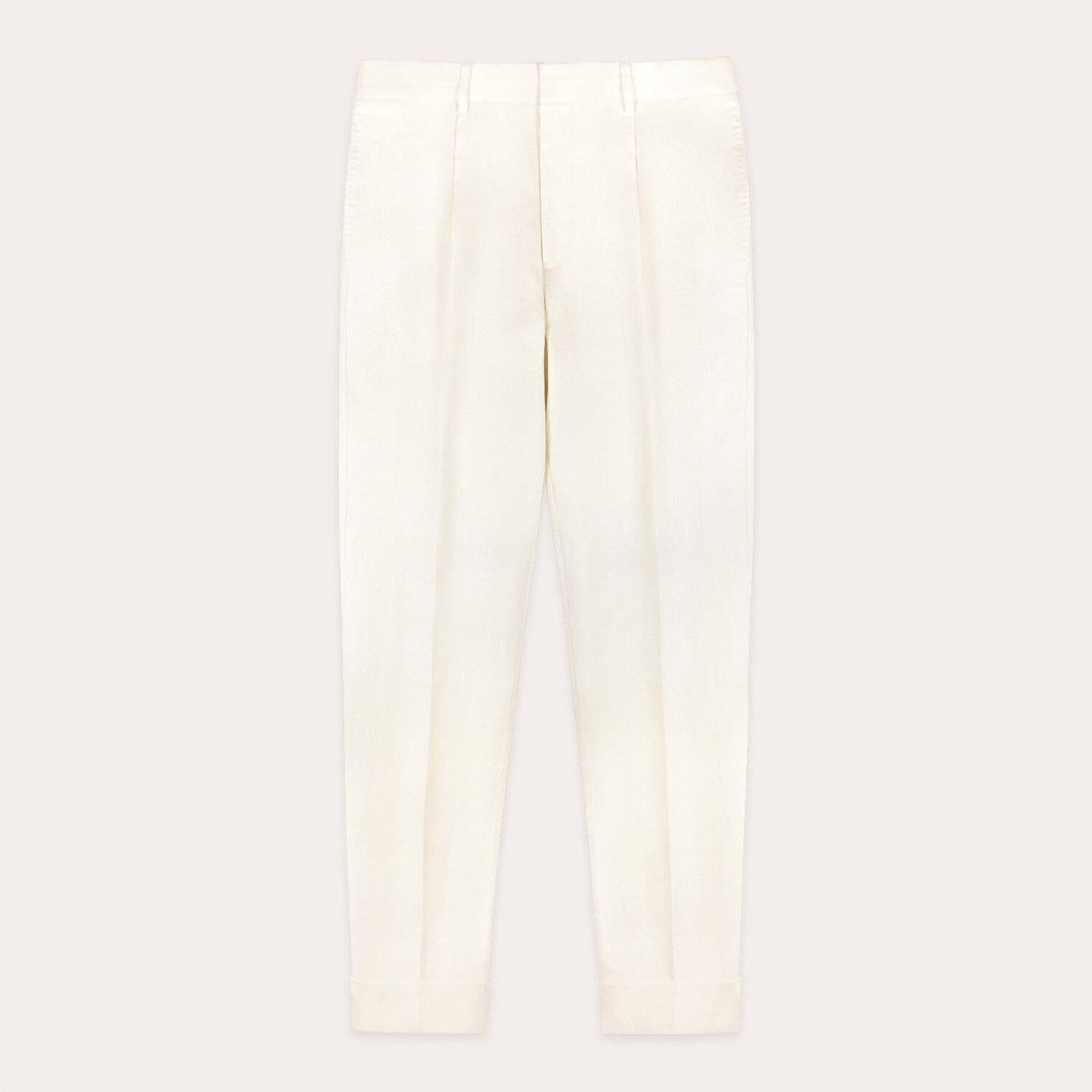 Ecru linen pleated pants