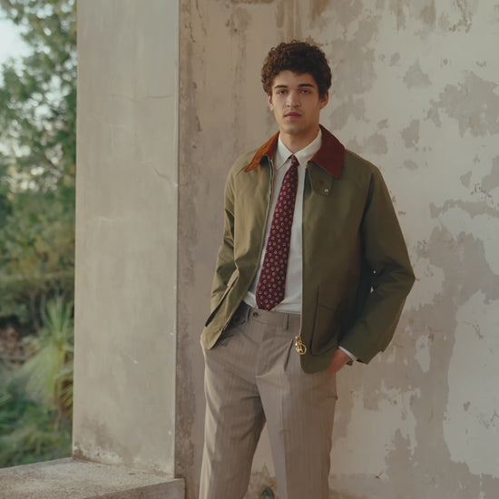 Blouson en coton ciré vert