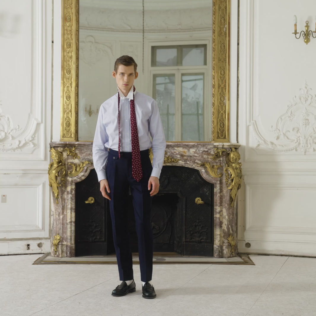 Chemise en popeline à rayures bleues et blanches