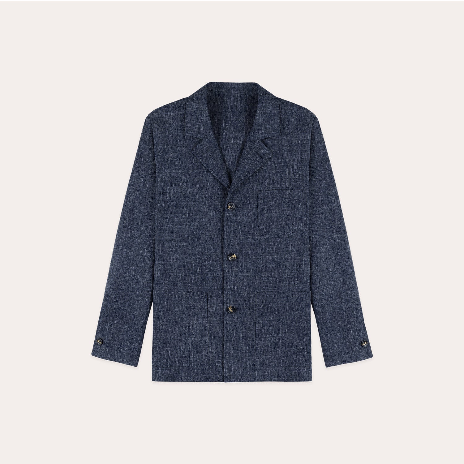 Veste tailleur déstructurée en coton bleu chiné