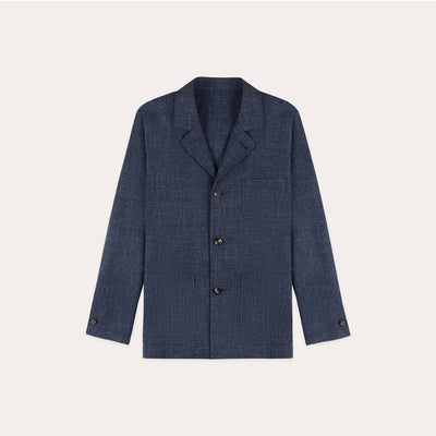 Unstructured suit jacket in heather blue cotton