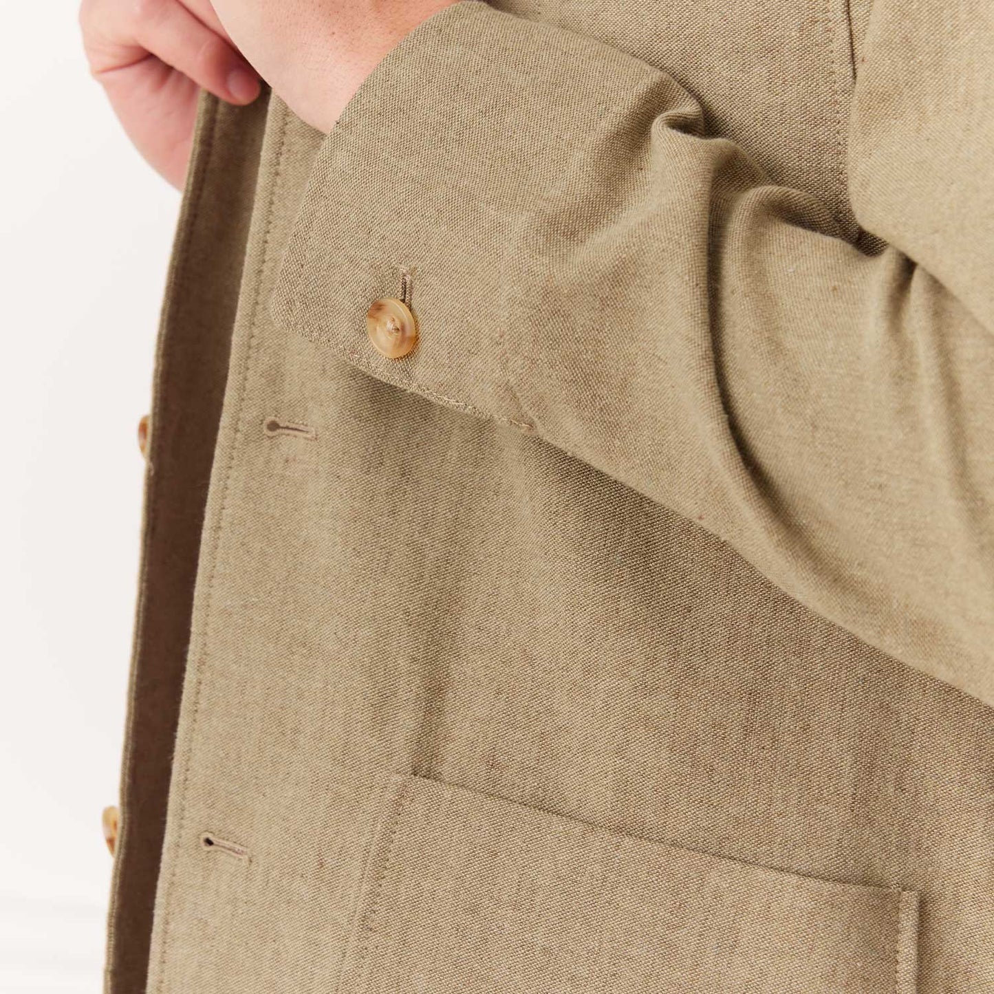 Veste tailleur déstructurée en lin et coton taupe